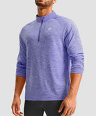 men's quarter zip performance pullover in heather purple - front view