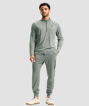 men's quarter zip performance pullover in heather sage green - matching outfits view