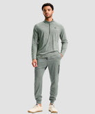 men's quarter zip performance pullover in heather sage green - matching outfits view