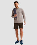 men's quarter zip performance pullover in heather tea brown - matching outfits view