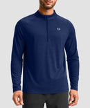 men's quarter zip performance pullover in heathered academy blue - front view
