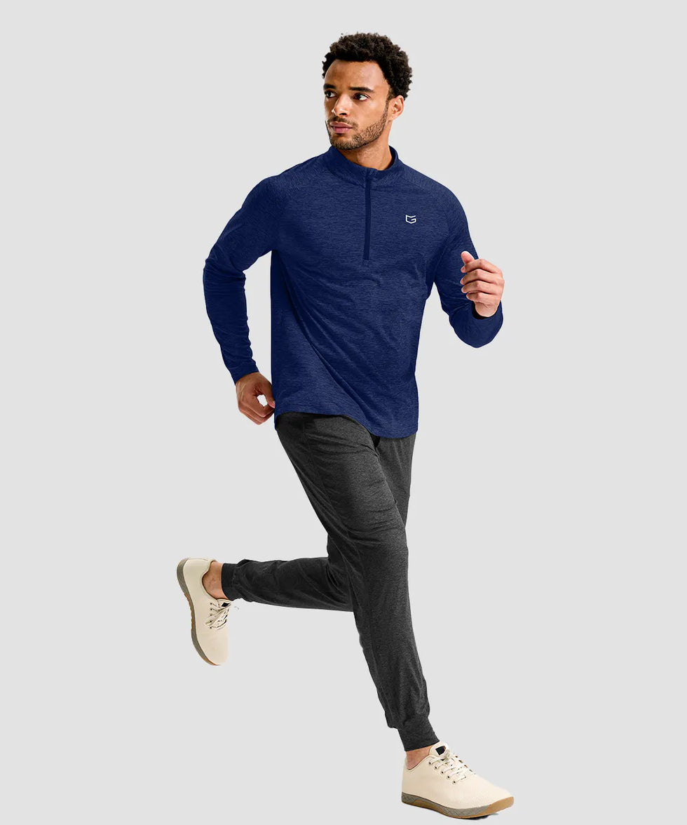 men's quarter zip performance pullover in heathered academy blue - matching outfits view