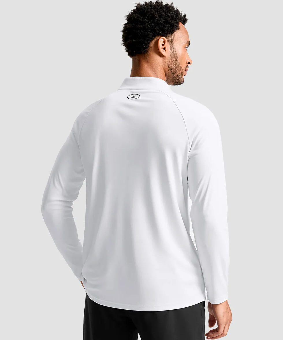 men's quarter zip performance pullover in white - back view