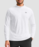 men's quarter zip performance pullover in white - front view