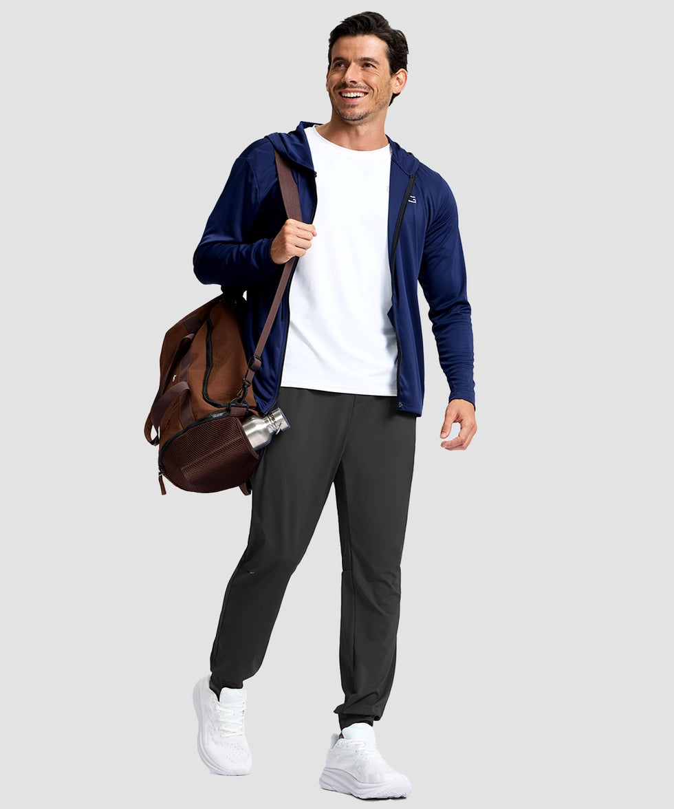 men's reflective zip pockets joggers in black - matching outfits view