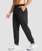 men's reflective zip pockets joggers in black - side view