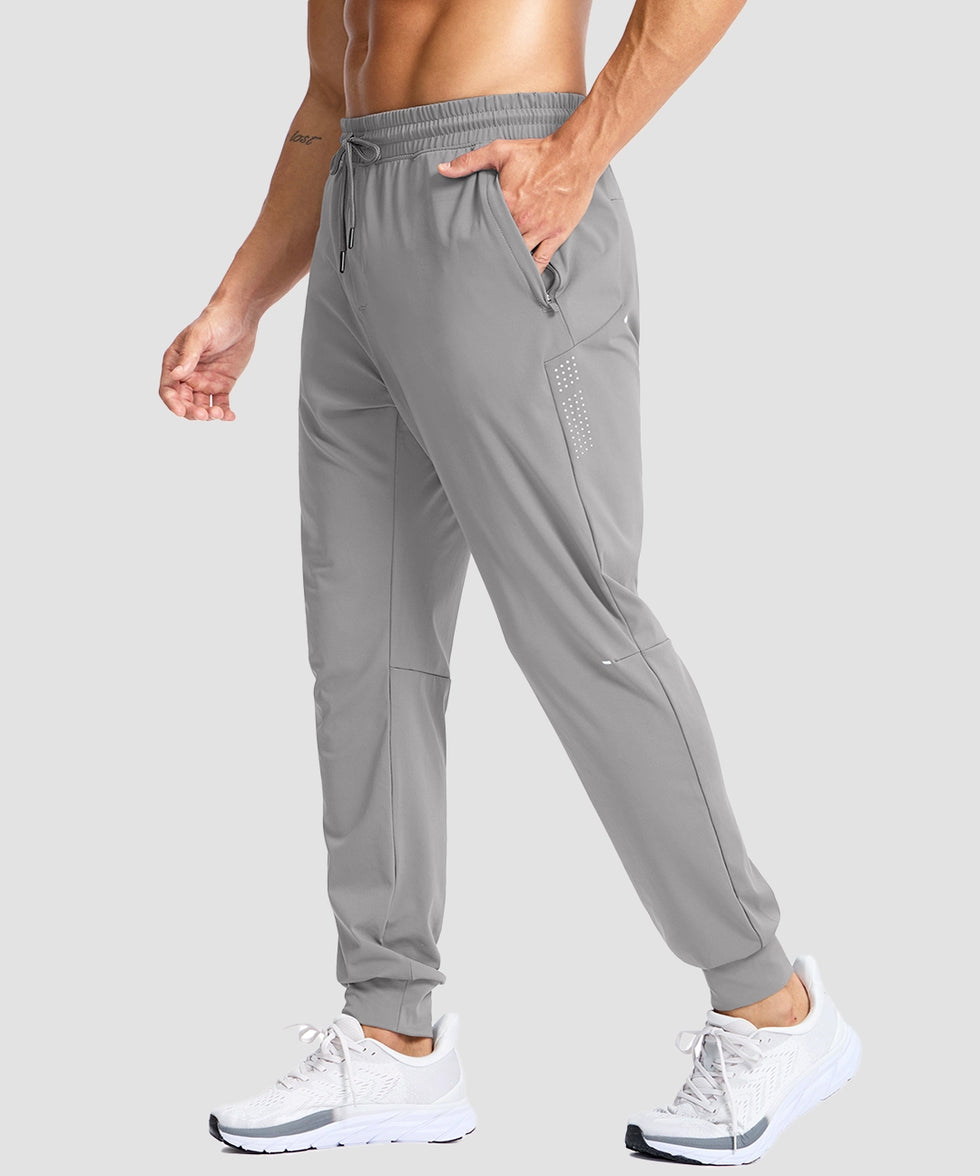 men's reflective zip pockets joggers in cloudy gray - pocket detail
