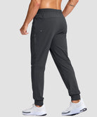 men's reflective zip pockets joggers in dark gray - back view