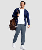 men's reflective zip pockets joggers in dusty blue - matching outfits view