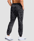 men's reflective zip pockets joggers in gray camo - back view