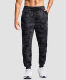 men's reflective zip pockets joggers in gray camo - front view