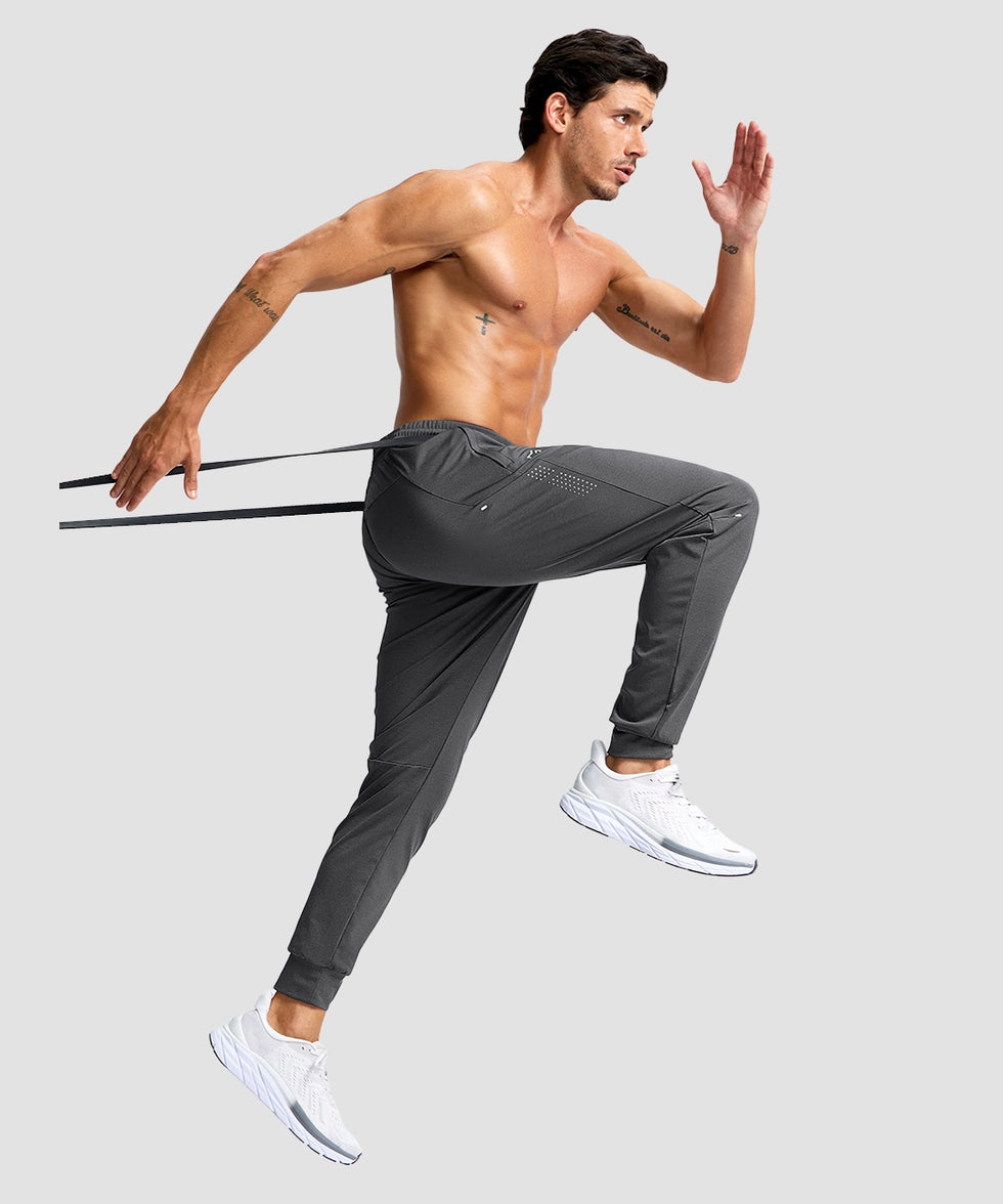 men's reflective zip pockets joggers in heather gray - matching outfits view
