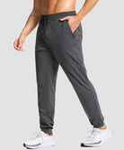men's reflective zip pockets joggers in heather gray - side view