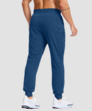 men's reflective zip pockets joggers in indigo blue - back view
