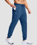 men's reflective zip pockets joggers in indigo blue - pocket detail