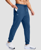 men's reflective zip pockets joggers in indigo blue - pocket detail