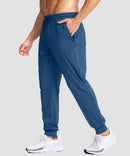 men's reflective zip pockets joggers in indigo blue - side view