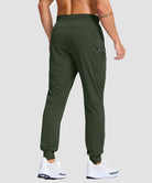 men's reflective zip pockets joggers in olive green - back view