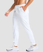 men's reflective zip pockets joggers in white - side view