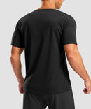 men's rubber strips short sleeve in black - back view
