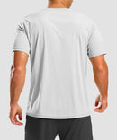 men's rubber strips short sleeve in bright gray - back view