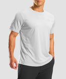 men's rubber strips short sleeve in bright gray - side view