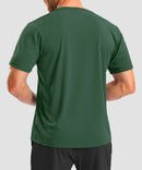 men's rubber strips short sleeve in dark green - back view