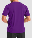 men's rubber strips short sleeve in deep purple - back view