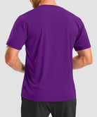 men's rubber strips short sleeve in deep purple - back view