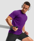 men's rubber strips short sleeve in deep purple - matching outfits view