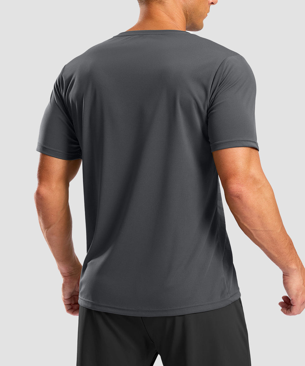men's rubber strips short sleeve in gray - back view