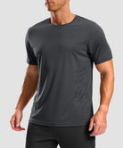 men's rubber strips short sleeve in gray - front view
