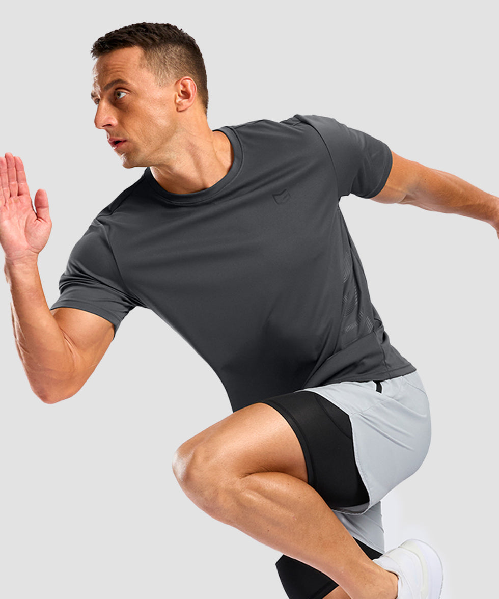 men's rubber strips short sleeve in gray - matching outfits view