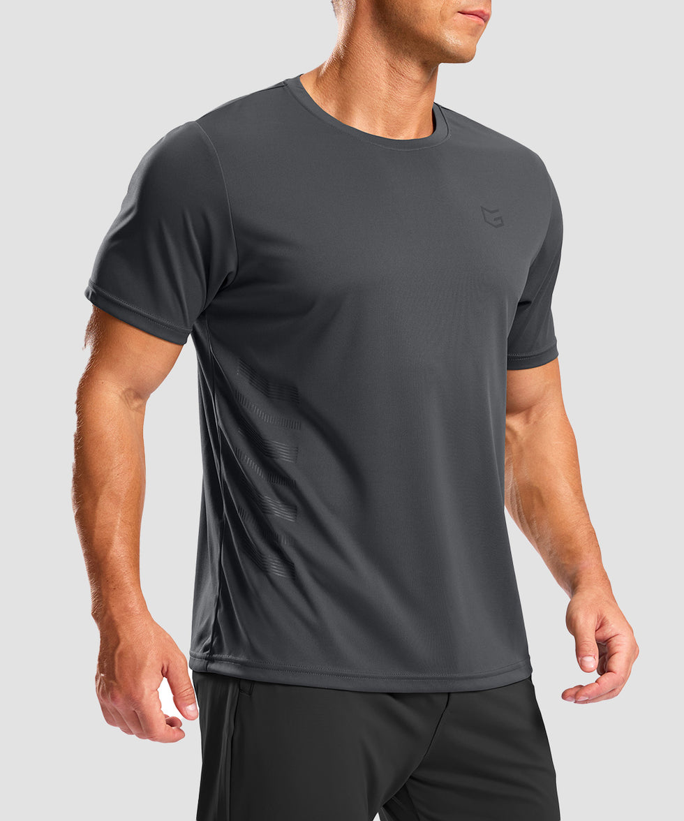 men's rubber strips short sleeve in gray - side view