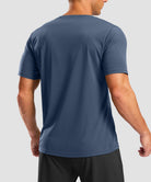 men's rubber strips short sleeve in navy - back view