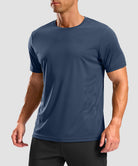 men's rubber strips short sleeve in navy - front view