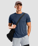 men's rubber strips short sleeve in navy - matching outfits view