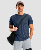 men's rubber strips short sleeve in navy - matching outfits view