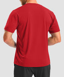 men's rubber strips short sleeve in savannah red - back view
