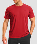 men's rubber strips short sleeve in savannah red - front view
