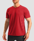 men's rubber strips short sleeve in savannah red - side view