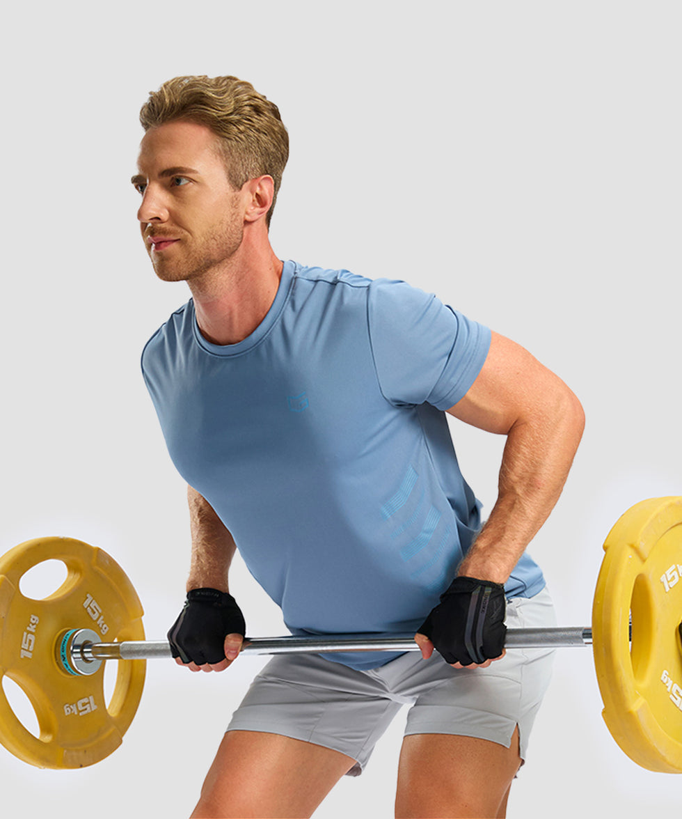 men's rubber strips short sleeve in slate blue - matching outfits view