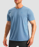 men's rubber strips short sleeve in slate blue - side view