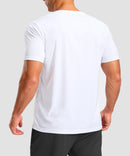 men's rubber strips short sleeve in white - back view