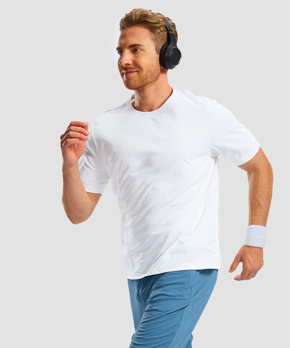 men's rubber strips short sleeve in white - matching outfits view
