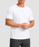 men's rubber strips short sleeve in white - side view