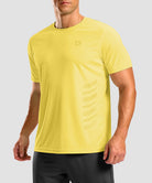 men's rubber strips short sleeve in yellow - front view