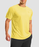 men's rubber strips short sleeve in yellow - side view