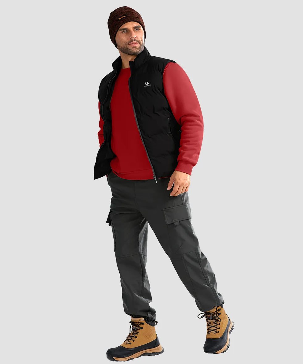 men's sherpa lined pullover sweatshirt in Savannah red - matching outfits view