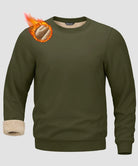 men's sherpa lined pullover sweatshirt in army green - fabric detail view
